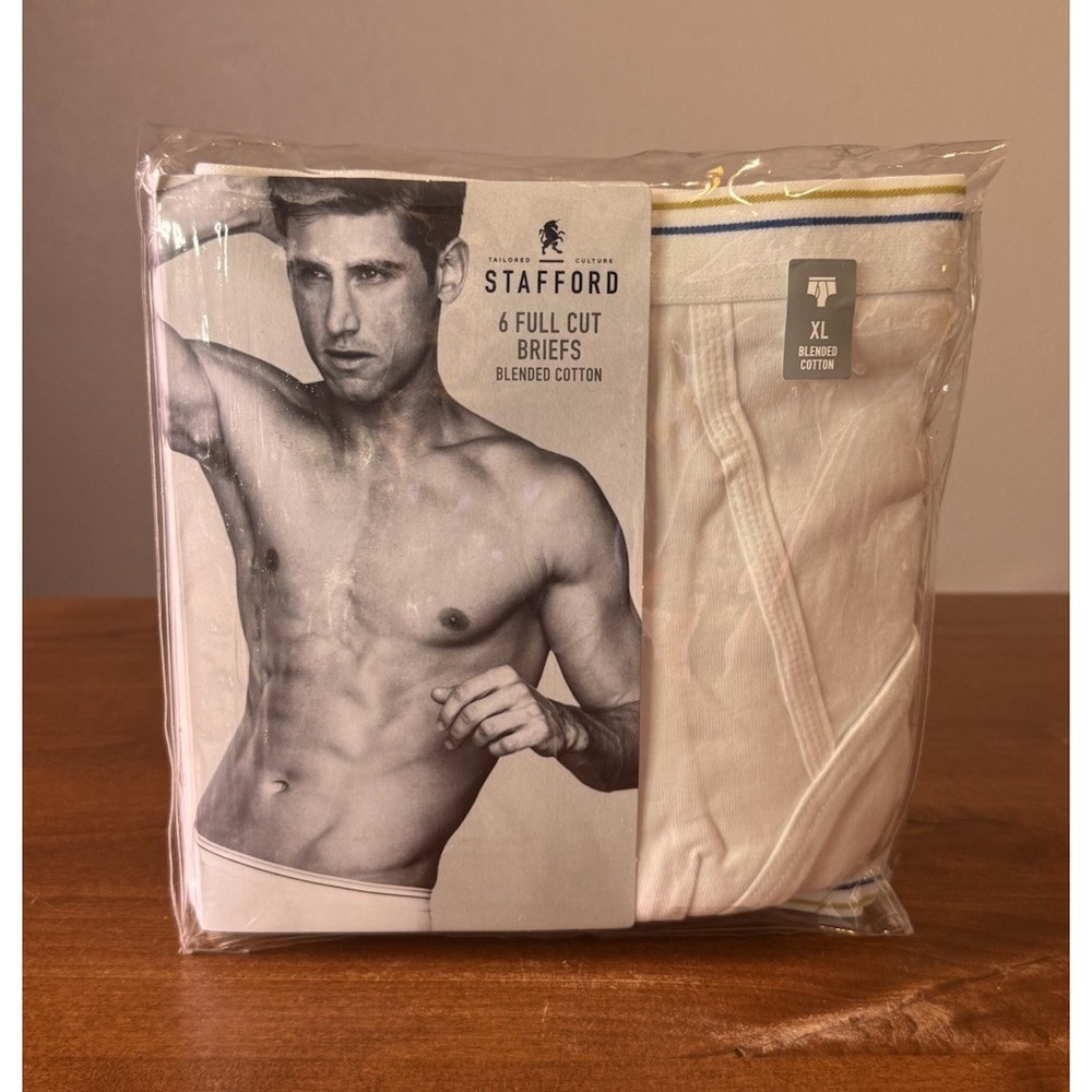 NOS Stafford Full-Cut Briefs Size XL (40), 6 Pack, White - New